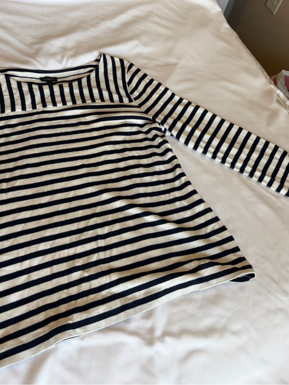 Talbots black and White Striped Knit Top